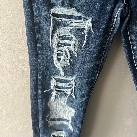 American Eagle Distressed Patched Hi Rise Jeggings Size 6 Short - Picture 2 of 9